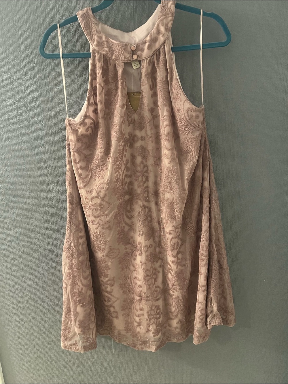New women’s Francesca's Blush Purple Lace-Accent Dress, large